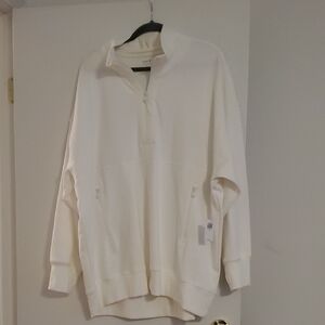 Old Navy Women's White Zip-Up Top